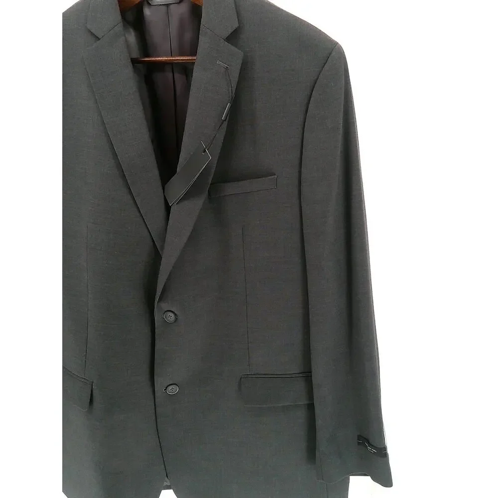 Men's Andrew Mark Double Vented Gray Blazer Suit Jacket Size 48L Modern Fit